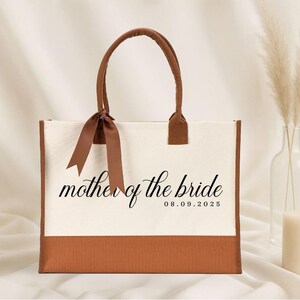Mother of the Bride Tote Bag - Custom Date, Laminated Canvas with Ribbon image 11