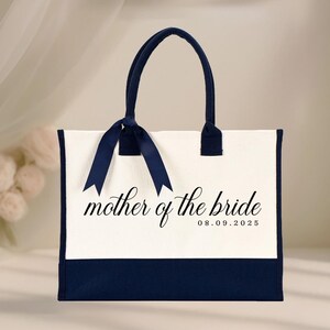 Mother of the Bride Tote Bag - Custom Date, Laminated Canvas with Ribbon image 16