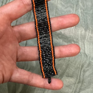 Handmade Orange and Black Miyuki Peyote Beaded Bracelet Bugle & Seed Beads OSU