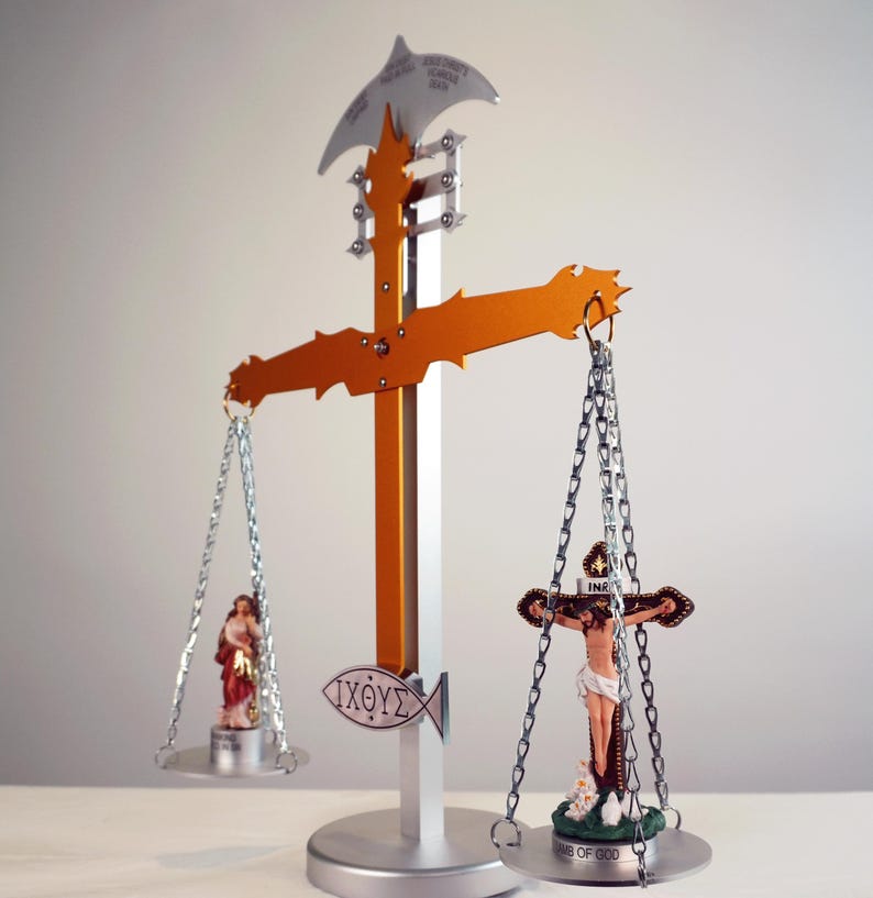Christian Balance Scale – Mary Magdalene and Crucifixion Scene | Faith ...