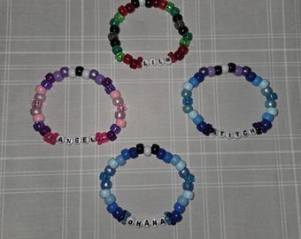 Pulseiras com tema de filme Stitch ~{Feitas à mão}~{pulseiras de contas de pônei}~