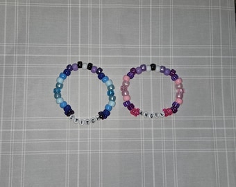 Stitch and Angel ~{Feito à mão}~{pulseira de contas de pônei}~