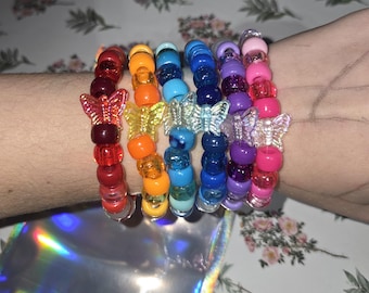 Different colored butterfly bracelets {glow in the dark}~{handmade}~
