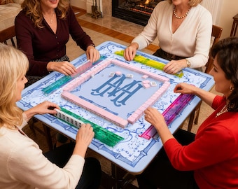 Gepersonaliseerde mahjongmat, speelmat met monogram, speeloppervlak, gepersonaliseerd cadeau, mahjongspelercadeau, mahjongcadeau, cadeau voor mahjongliefhebbers