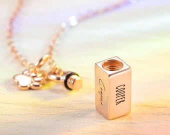 Collar con urna personalizada para cenizas de mascota, joyería de cremación, collar conmemorativo, regalo personalizado, regalo para la pérdida de una mascota, regalo en memoria de un perro, regalo para ella
