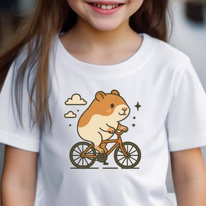 Hamster Biking Kids T-shirt: Whimsical Cartoon Bicycle Tee