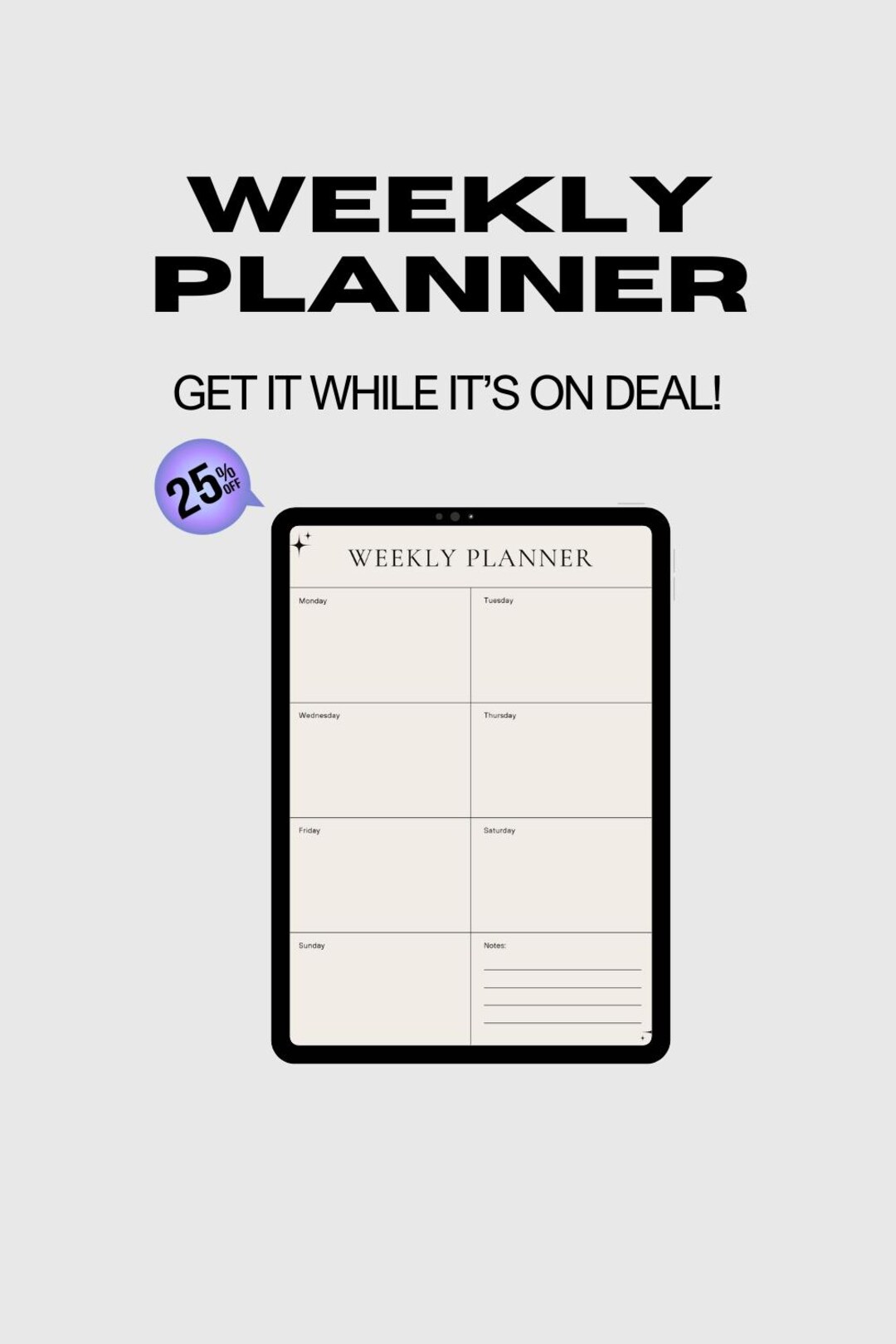 Weekly Planner Printable: Minimalist Organizer, To-do List (A4 Digital ...