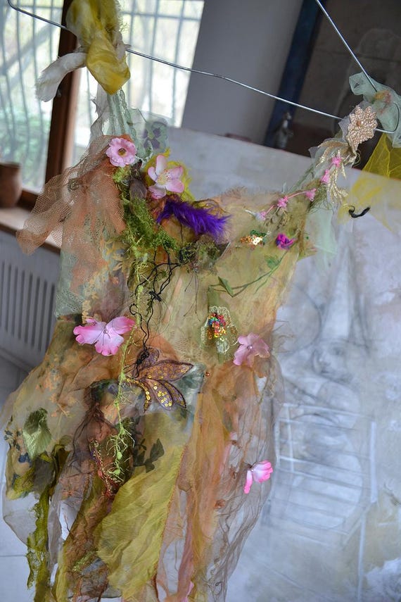 fairy festival dress Beautiful Ethereal Delicate Fairy Festival Nymph Top/dress FOREST FAIRY  Fairy Outfit Size Adjustable Tattered