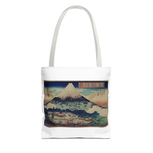 Tragetasche mit Mount Fuji – von japanischer Kunst inspirierte, strapazierfähige Tragetasche aus Polyester mit lebendigem Design