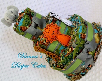 Baby Diaper Cake Zoo Animals Softies SELECT ANIMALS & RIBBONS Shower Gift Centerpiece