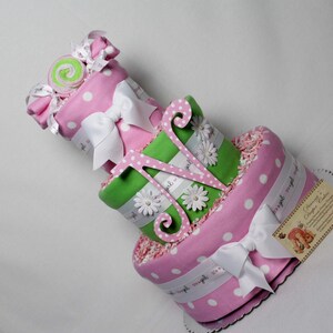 Peas in a Pod Girls Baby Diaper Cake Shower Gift or Centerpiece image 1