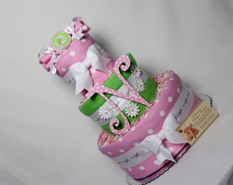 Peas in a Pod Girls Baby Diaper Cake Shower Gift or Centerpiece