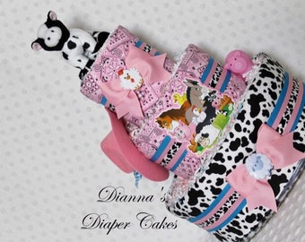 Baby Diaper Cake Country Western Cowgirl Shower Gift Centerpiece