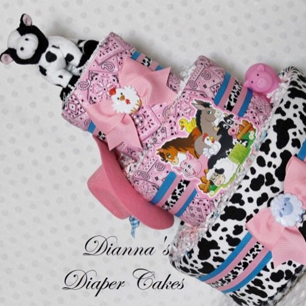 Baby Diaper Cake Country Western Cowgirl Shower Gift Centerpiece