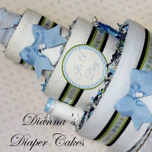 Baby Diaper Cake Boys Shower Gift or Centerpiece