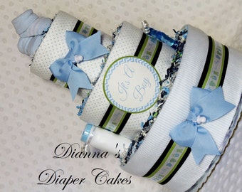 Baby Diaper Cake Boys Shower Gift or Centerpiece