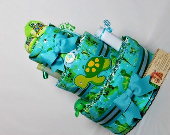 Sea Turtles Baby Diaper Cake Shower Gift Centerpieces