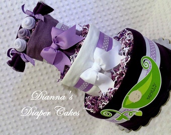 Peas in a Pod Baby Diaper Cake Choose Color Single Twins Triplets Boy Girl Neutral Light or Dark Skin Tone Shower Gift Centerpiece