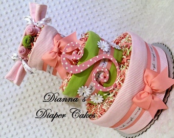 Peas in a Pod Baby Diaper PINK or BLUE Cake Shower Gift Centerpiece with or without initial