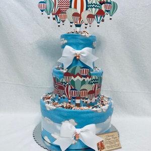 Hot Air Balloons Baby Diaper Cake Shower Gift or Centerpiece image 5