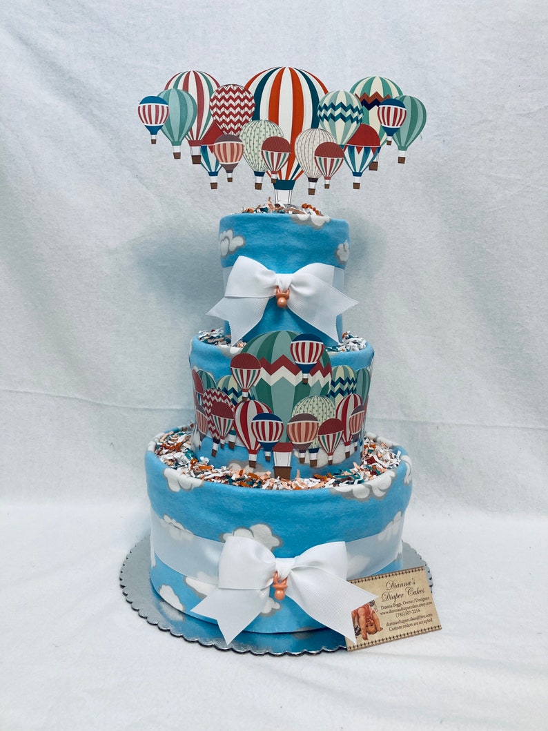 Hot Air Balloons Baby Diaper Cake Shower Gift or Centerpiece image 5