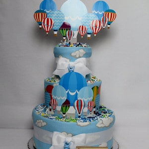 Hot Air Balloons Baby Diaper Cake Shower Gift or Centerpiece image 6