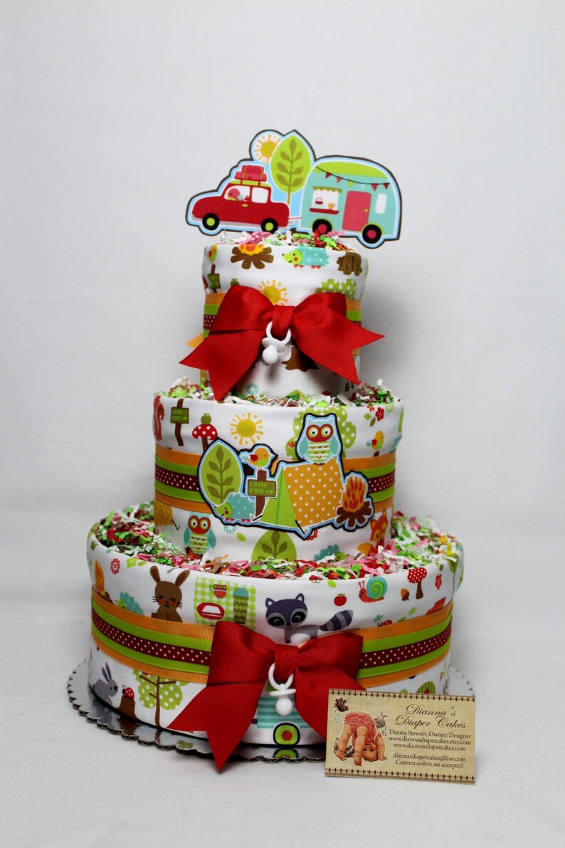 Camping Baby Diaper Cake Glamping Girls Camper Shower Gift Etsy