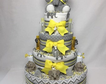 Elephants SELECT COLOR Baby Diaper Cake Shower Centerpiece 4 Tier