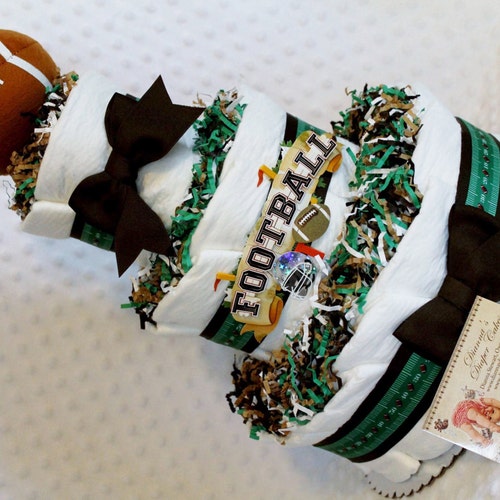 Baby Diaper shops Cake Football Sports Boys Shower Gift or Centerpiece