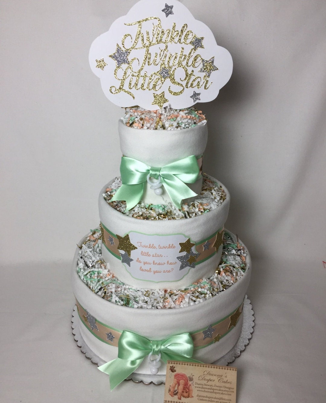 Baby Diaper Cake Twinkle Twinkle Little Star GOLD or SILVER Boy or Girl ...