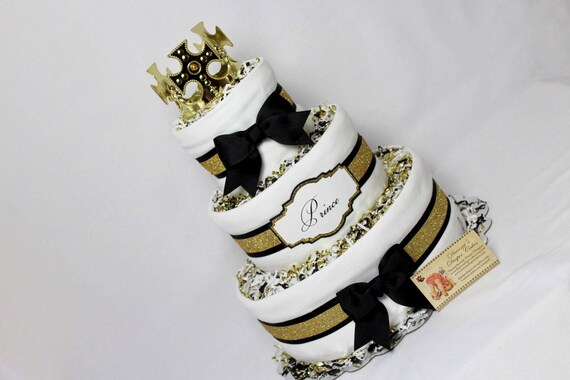 black and white diaper cake