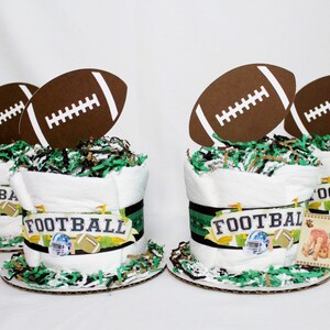 Baby Diaper Cakes Football Sports Set of 4 Boys Minis Shower Gift or Centerpiece