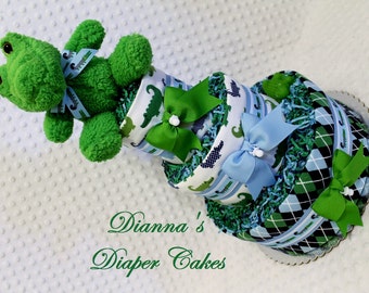 Baby Diaper Cake Alligator Boys Shower Gift or Centerpiece