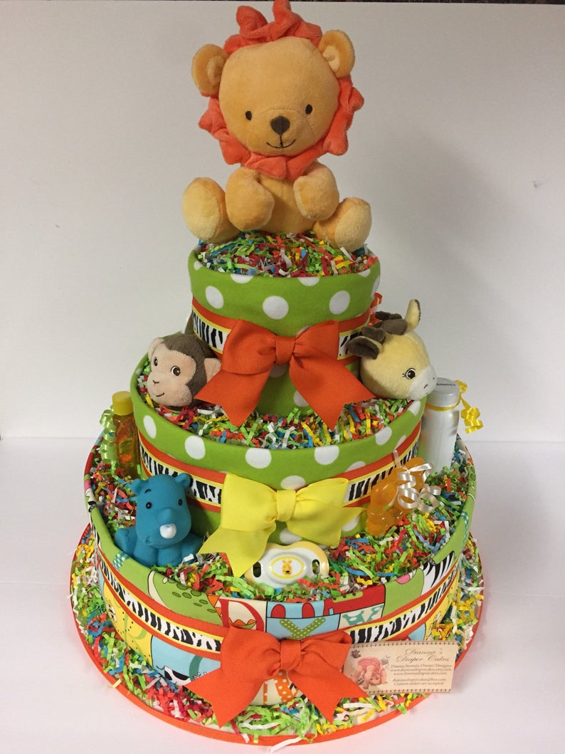 Baby Diaper Cake Zoo Animals Shower Select Fabric Jungle Etsy Baby Diaper Cake Zoo Animals Shower Select Fabric Jungle Etsy