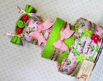 Peas in a Pod Baby Diaper Cake Girls Shower Gift or Centerpiece