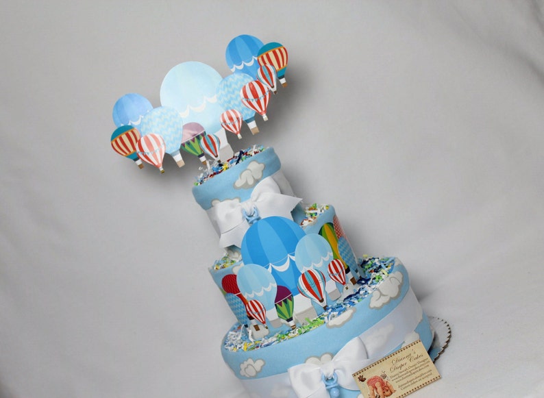 Hot Air Balloons Baby Diaper Cake Shower Gift or Centerpiece image 4