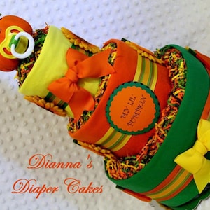 Pumpkin Baby Diaper Cake Shower Gift Fall Centerpiece Lil