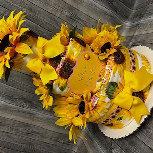 Sunflowers Baby Diaper Cake Shower Gift Centerpiece