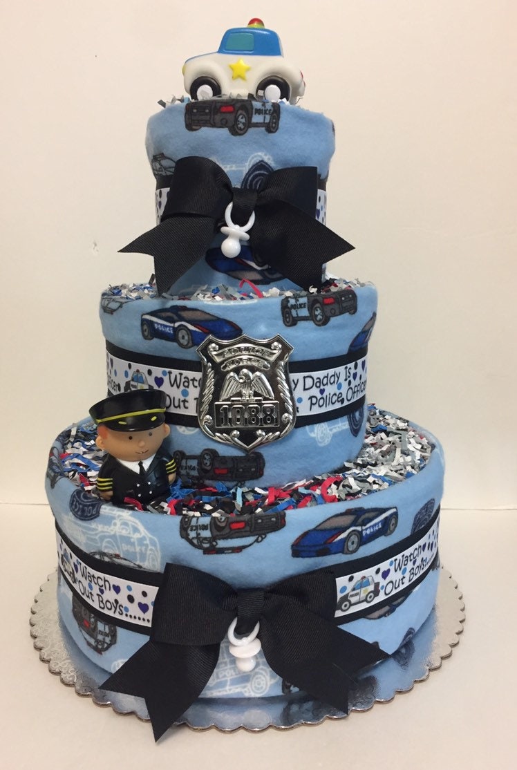 Policier Baby Diaper Cake Select Fabric Style Douche Cadeau Etsy