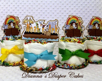 Baby Diaper Cakes Noahs Ark set of 4 Shower Centerpieces