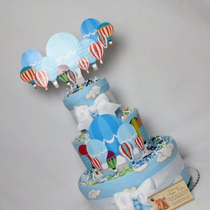 Hot Air Balloons Baby Diaper Cake Girls or Neutral Shower Gift Centerpiece