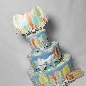 Hot Air Balloons Baby Diaper Cake SELECT COLOR THEME Shower Gift or Centerpiece