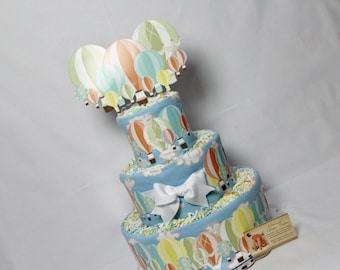 Hot Air Balloons Baby Diaper Cake SELECT COLOR THEME Shower Gift or Centerpiece