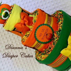 My Lil Pumpkin Baby Diaper Cake SELECT FABRIC Shower Gift Centerpiece