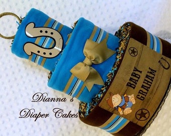 Country Baby Diaper Cake Western Cowboy Shower Gift Centerpiece