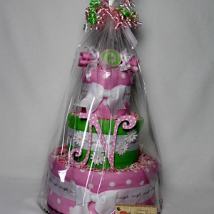 Peas in a Pod Girls Baby Diaper Cake Shower Gift or Centerpiece image 4