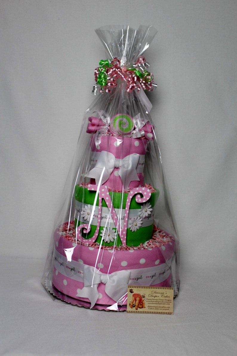 Peas in a Pod Girls Baby Diaper Cake Shower Gift or Centerpiece image 4