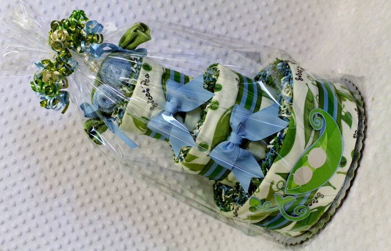 Baby Diaper Cake Sweet Peas in a Pod Single Twins Triplets Light or Dark Skin Shower Gift Centerpiece CHOOSE FABRIC