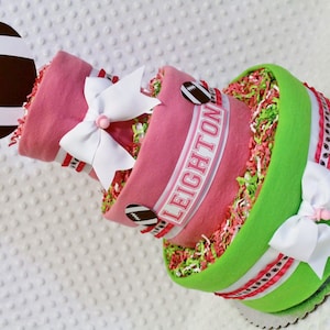 Football Baby Diaper Cake Girls Shower Gift or Centerpiece