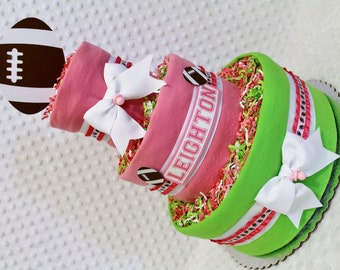 Football Baby Diaper Cake Girls Shower Gift or Centerpiece